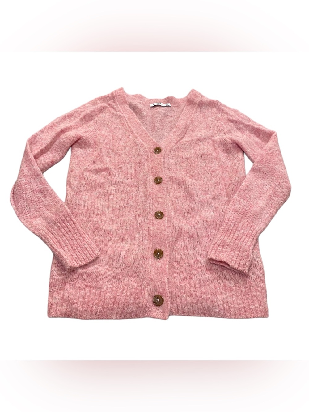 Pacas Womens Small Pink Baby Alpaca Merino Wool Nylon Blend Cardigan Sweater